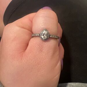 Pandora tear drop halo ring